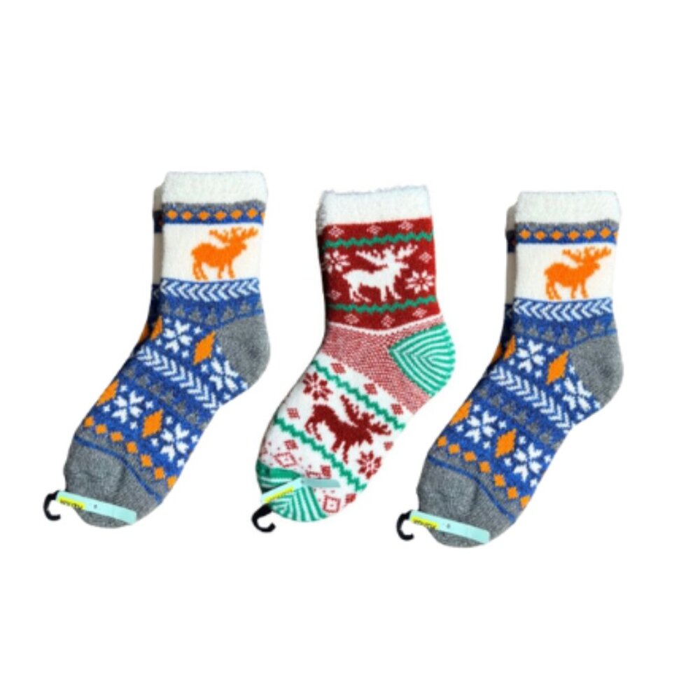 Magellan Outdoors Youth Moose Lodge Crew Holiday Socks 3 Pair Small NEW